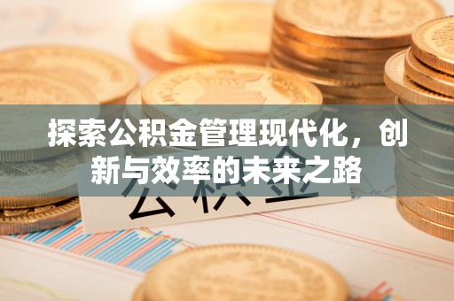 徐水探索公积金管理现代化，创新与效率的未来之路