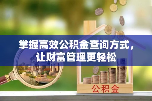 徐水掌握高效公积金查询方式，让财富管理更轻松